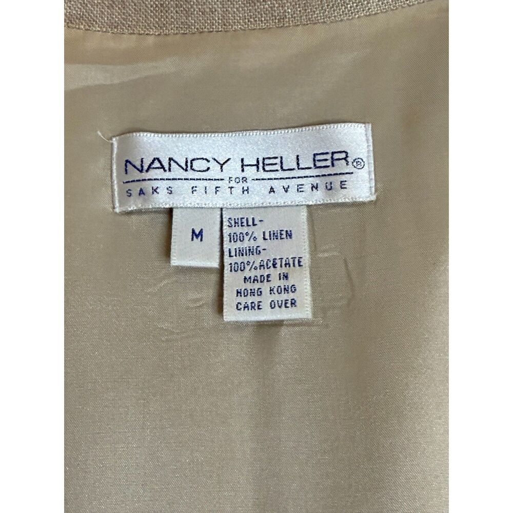 Nancy Heller Saks Fifth Ave Vintage Linen Longline Blazer Anchor Buttons M - Picture 7 of 7